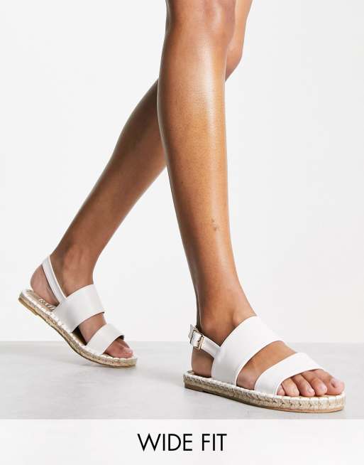 Wide Fit Margot espadrille sandals in white |