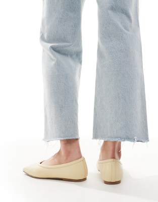 RAID Wide Fit Maryana square toe ballet flats in butter yellow