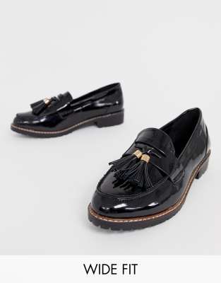 raid estera chunky heeled loafer shoes in black