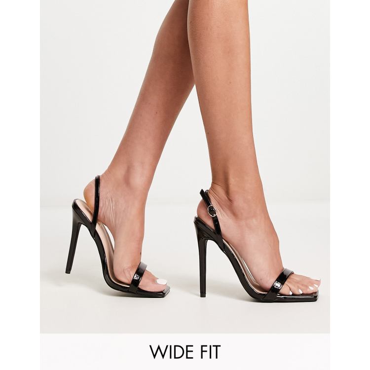 RAID Wide Fit Meryn heeled sandals in black patent