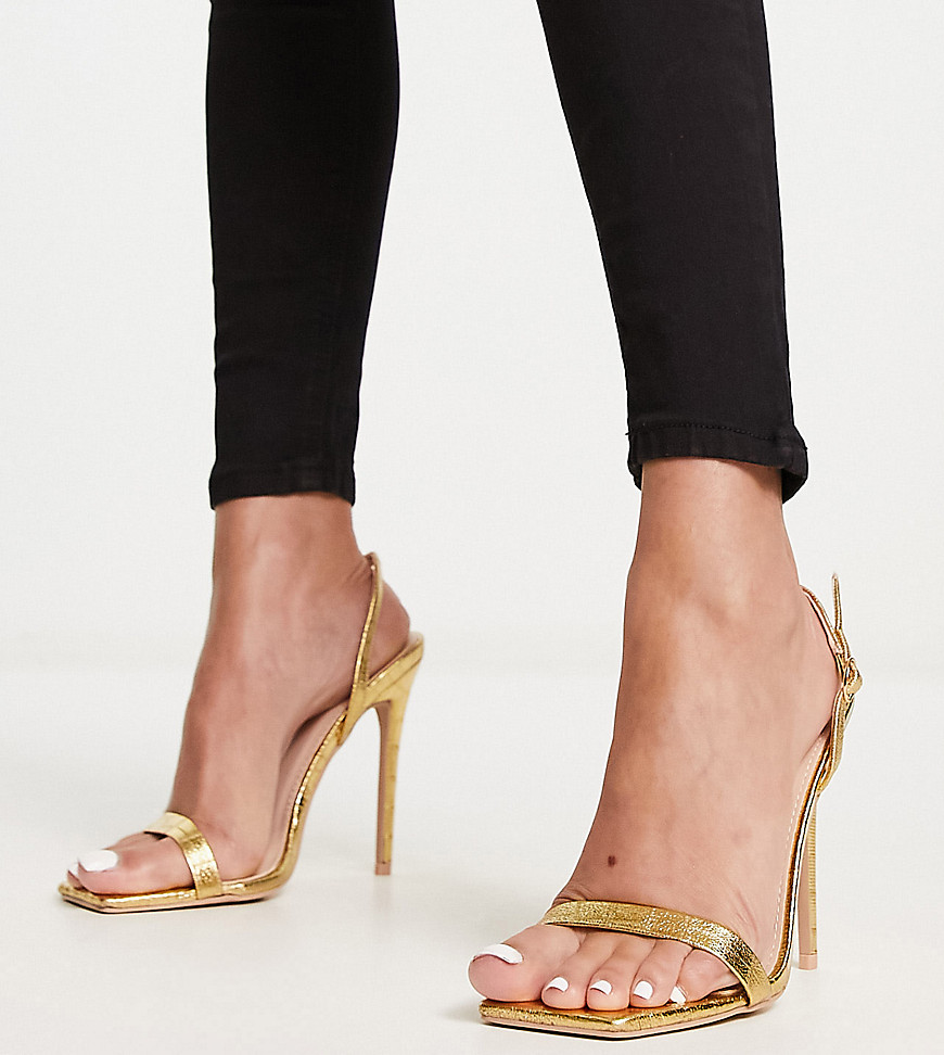 RAID Wide Fit Meryn heeled sandals in gold croc