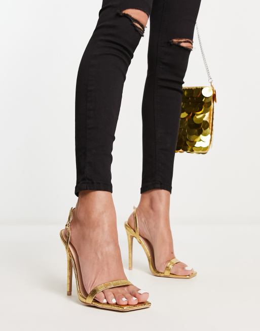 Heeled Sandals Gold Croc Sandals Raid Wide Fit Meryn Heeled