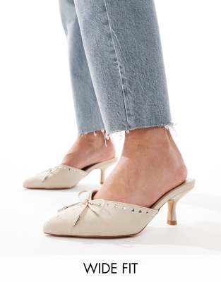 RAID Wide Fit - Mimi - Mules in Beige mit Kitten-Heel-Absatz, weite Passform-Neutral