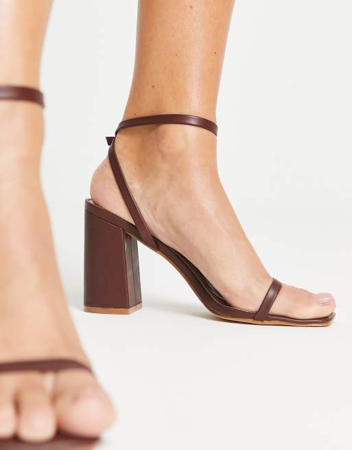 Dark brown sandal heels sale