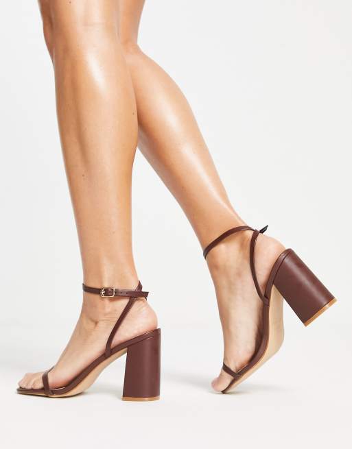 Brown mid heel clearance sandals