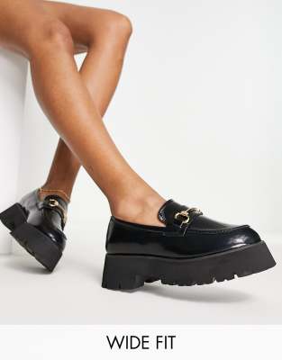 RAID Wide Fit Monster chunky loafers in black | ASOS