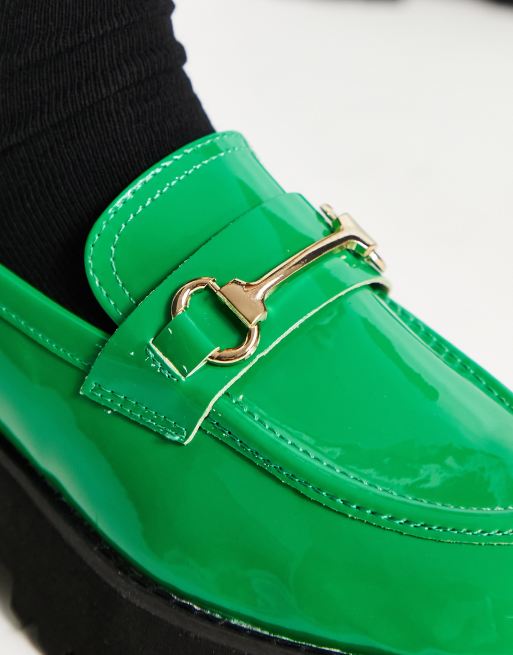 RAID Wide Fit Monster chunky loafers in green patent | ASOS