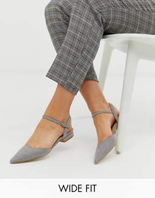 grey flat pumps