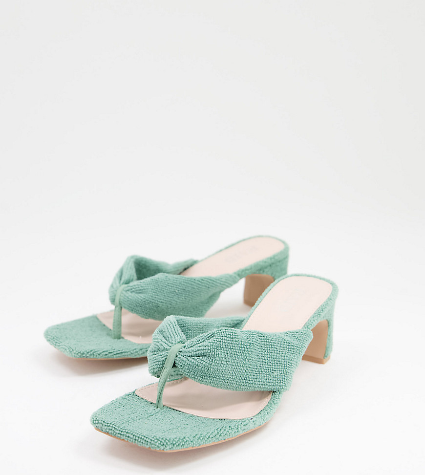 RAID Wide Fit Naryn toe post sandals in sage terry-Green