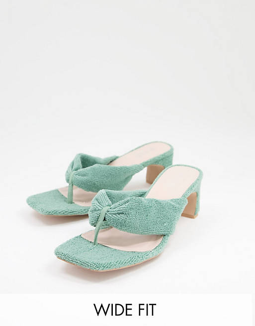 RAID Wide Fit Naryn toe post sandals in sage towelling