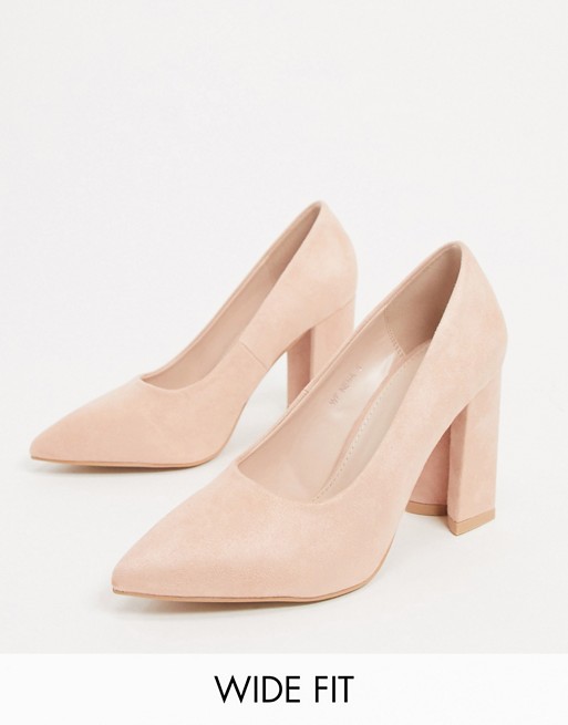 RAID Wide Fit Neha block heeled shoes in blush