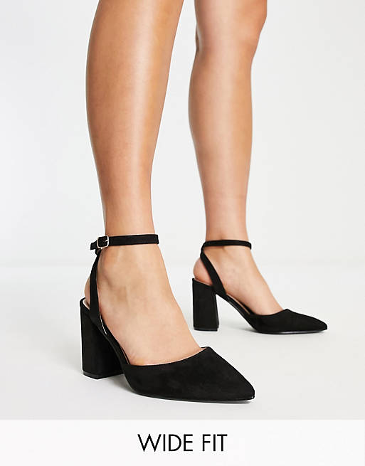 RAID Wide Fit Neima block heeled sandals in black | ASOS