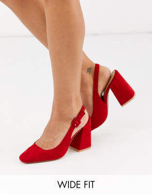 wide red shoes