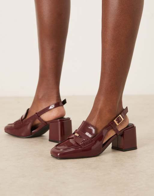 RAID Wide Fit – Nisha – Schuhe in Burgunderrot mit Lackoptik, Blockabsatz und Fersenriemchen, weite Passform, 4 von 4