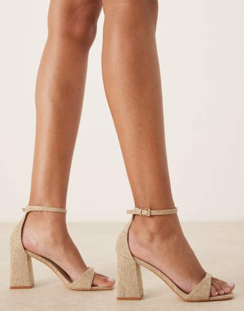 RAID Wide Fit Niya mid block heel sandals in raffia - view 1