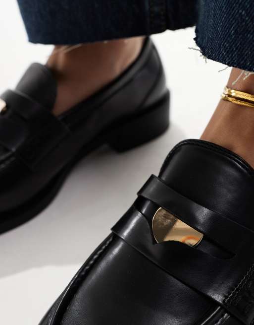RAID Wide Fit Nonnie penny loafers in black