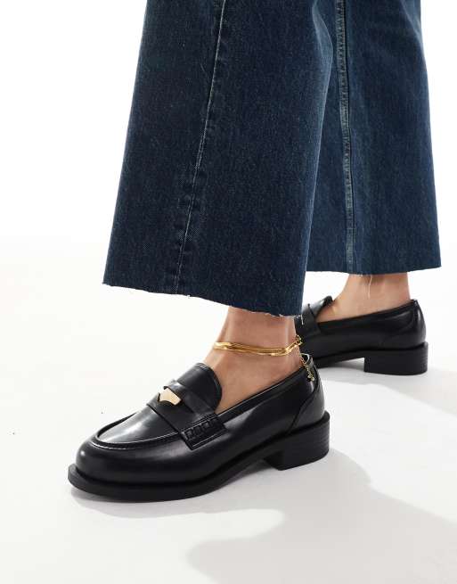 RAID Wide Fit Nonnie penny loafers in black
