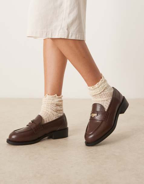 RAID Wide Fit Nonnie penny loafers in brown - view 1