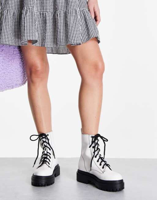 RAID Wide Fit Obey lace up ankle boots in white, 2 of 4