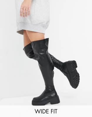 RAID Wide Fit Paislee over the knee boots in black