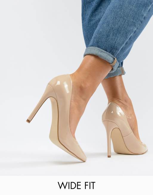 raid wink blush patent square toe block heeled sandals