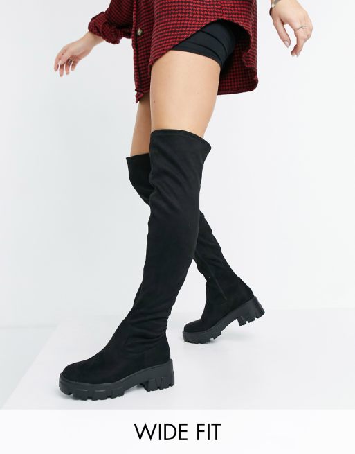 RAID Wide Fit Pierra chunky over the knee boots in black | Jelly Sandals Child Girls