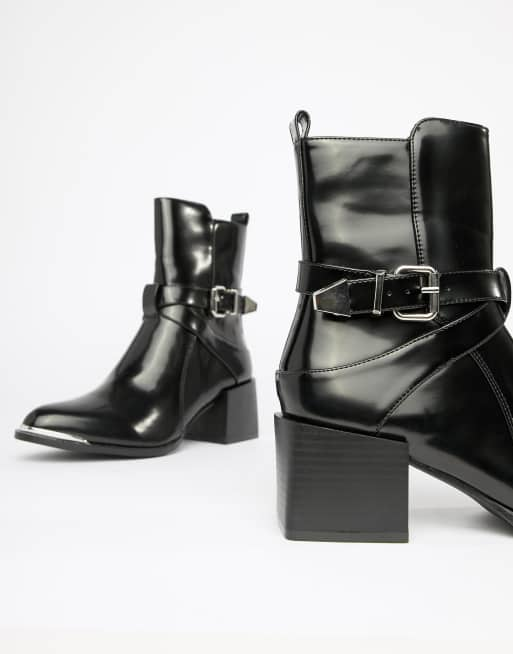 Raid poppy black western detail hot sale ankle boots