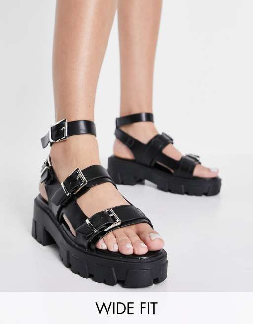 womens wide fit chunky sandals