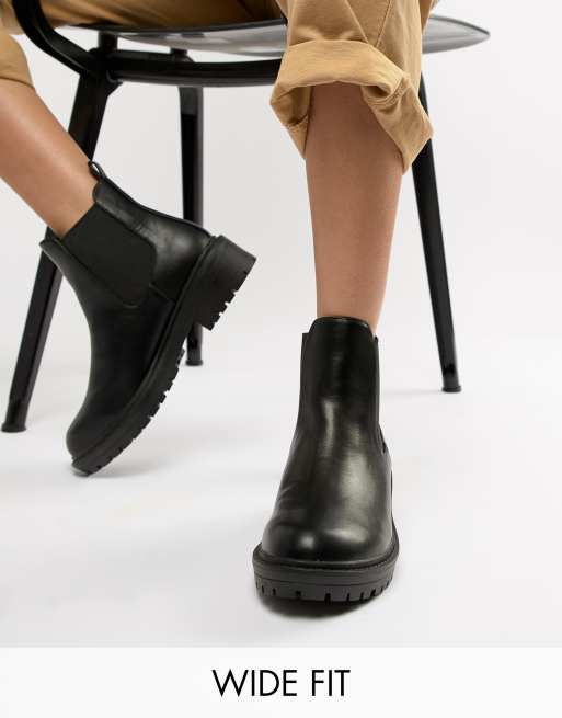 Raid Wide Fit Radar Black Chunky Chelsea Boots Asos