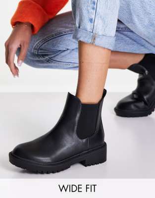 RAID Wide Fit Radar chunky chelsea boots in black