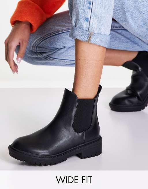 RAID Wide Fit – Radar – Svarta, grova chelseaboots med bred passform