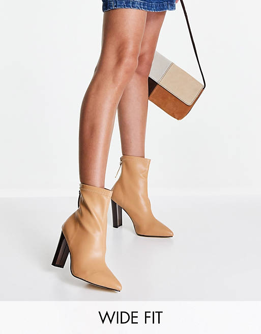 RAID Wide Fit Reford clean heel boots in camel