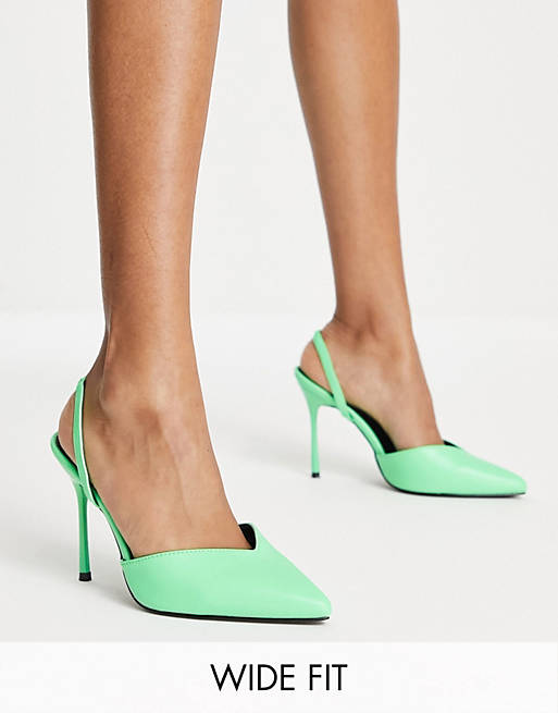 RAID Wide Fit Rexel 2part heeled shoes in green