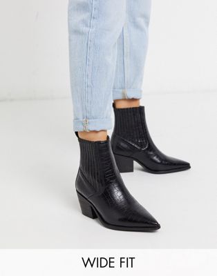 RAID Wide Fit Rocco western boots in black croc