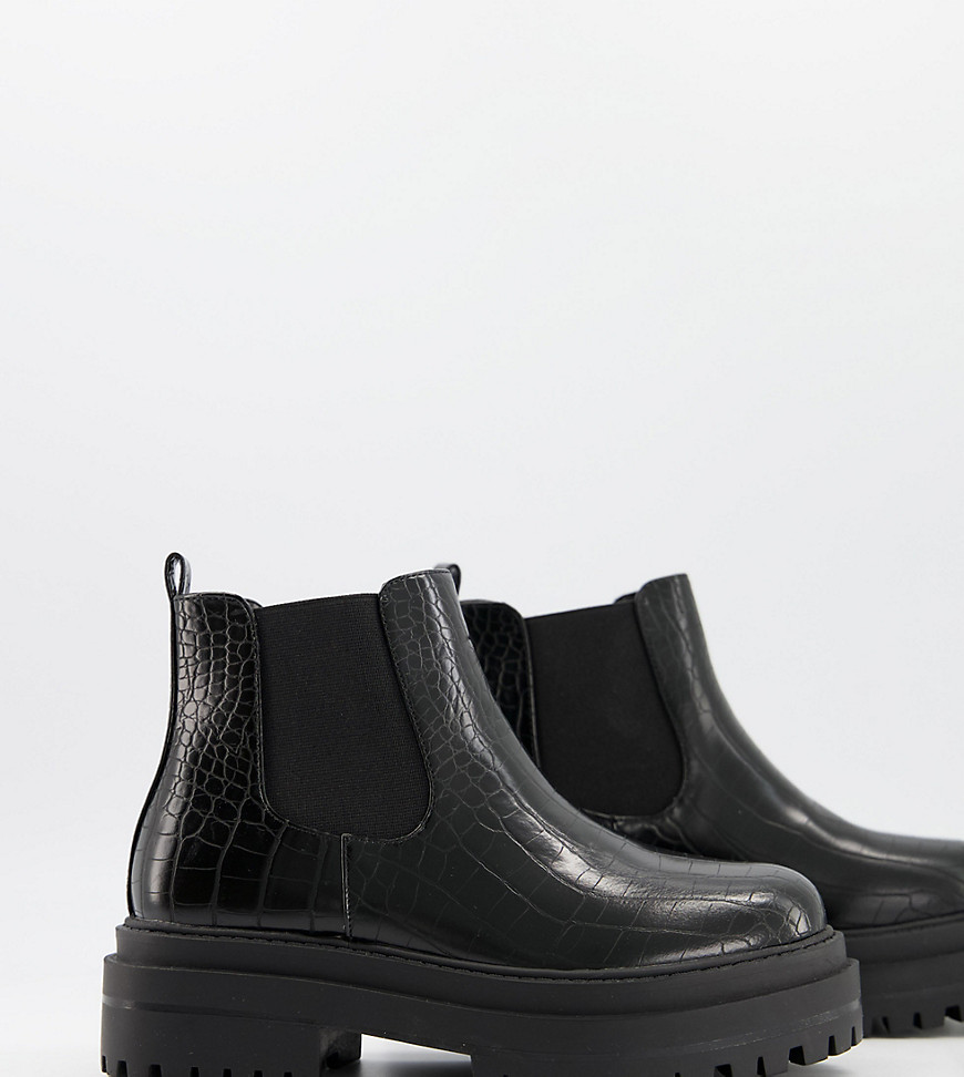 RAID Wide Fit Ronnie chunky chelsea boots in black