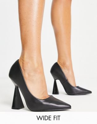 RAID Wide Fit Roshni heeled court shoes in black  - ASOS Price Checker