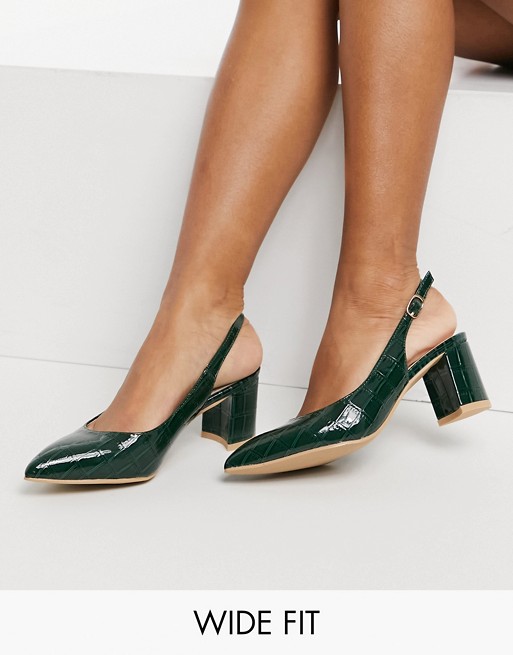 RAID Wide Fit Rublina heeled shoes in green croc