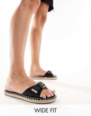 Ruheen flat espadrille sandals in black