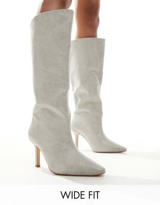 Rumyna knee boots in gray brushed