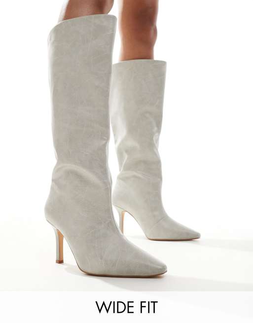 RAID Wide Fit Rumyna knee boots in gray brushed