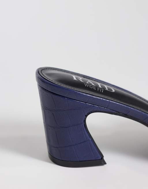 RAID Wide Fit Saanvi block heel mules in blue , 4 of 4