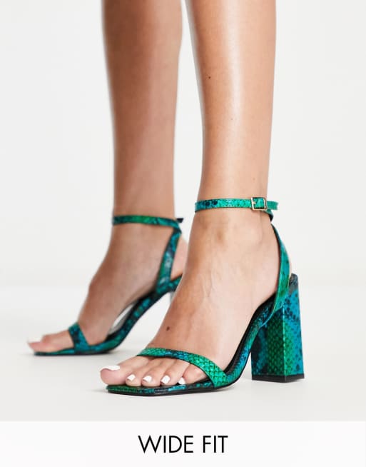 Green snake shop print heels