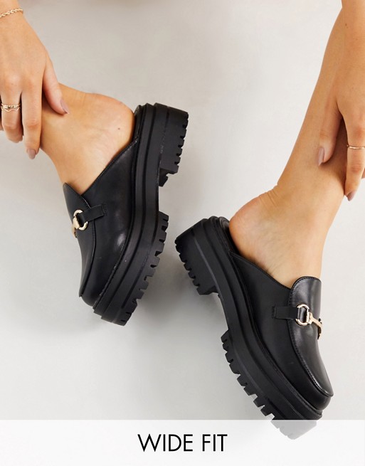 RAID Wide Fit Sadie chunky backless loafers in black