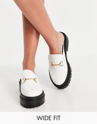 RAID Wide Fit Sadie chunky backless loafers in white | ASOS