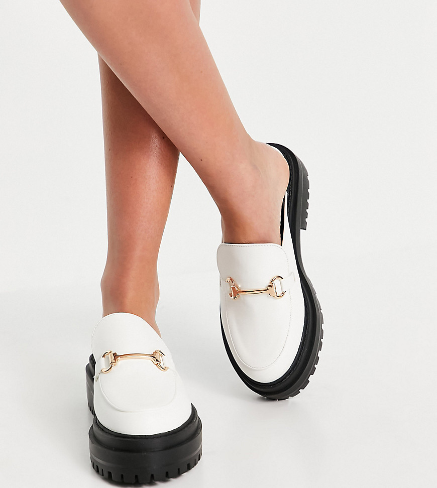 RAID Wide Fit Sadie chunky backless loafers in white