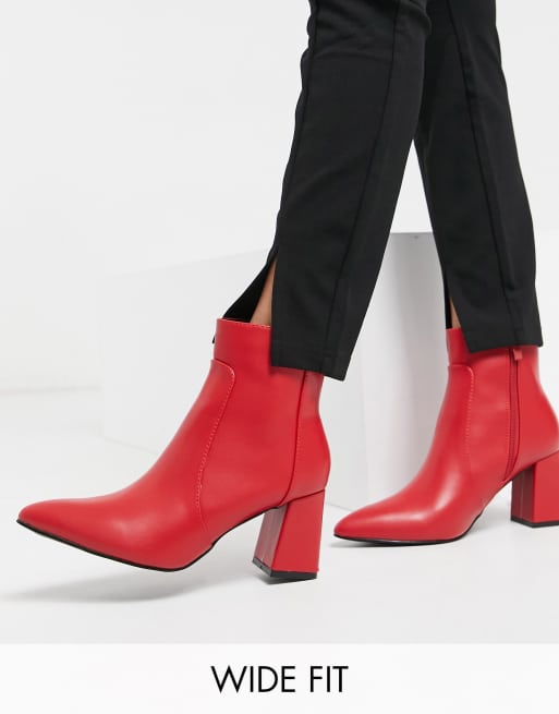 Red leather short hot sale boots