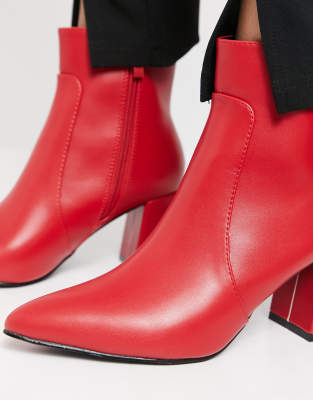 wide fit red ankle boots