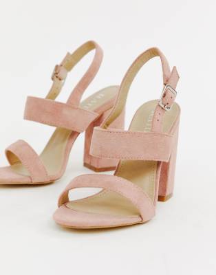 pink wide fit block heels