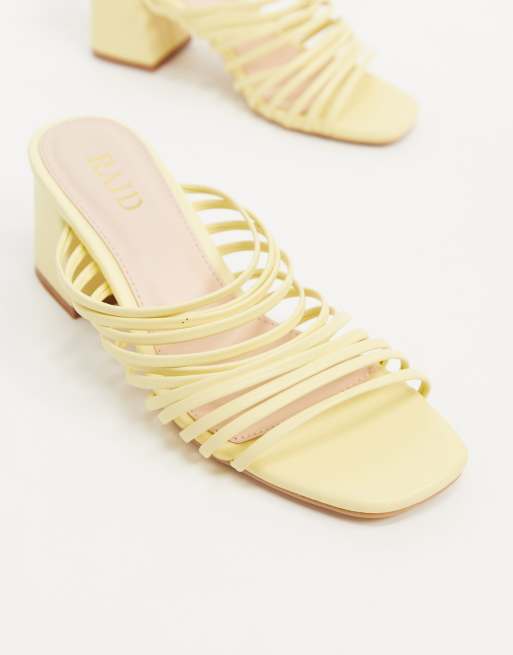RAID Wide Fit Sidney strappy heeled sandals in pale yellow, 3 of 4