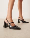 [Raid Wide Fit] RAID Wide Fit Siya block heeled shoes with pointed toe in black patent 42 BLACK PATENT